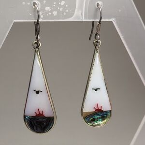 Mexican, Sterling Silver Inlay Earrings
